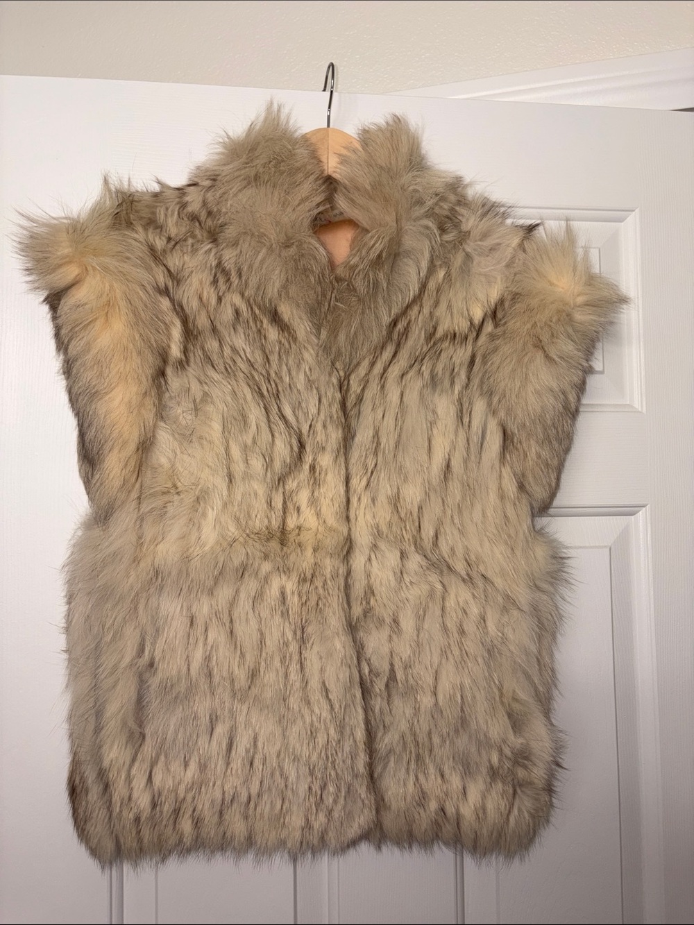 Plush Taupe Fox Fur Vest for Women - Sleeveless Cozy Layer